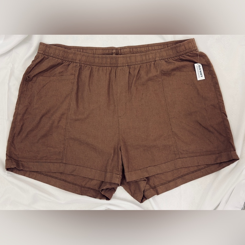 Old Navy Brown High-Waisted Linen-Blend High Waist Shorts -- 4.5 “inseam 4X  NWT